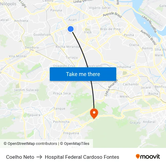 Coelho Neto to Hospital Federal Cardoso Fontes map