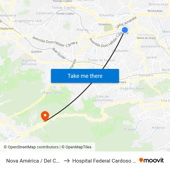 Nova América / Del Castilho to Hospital Federal Cardoso Fontes map