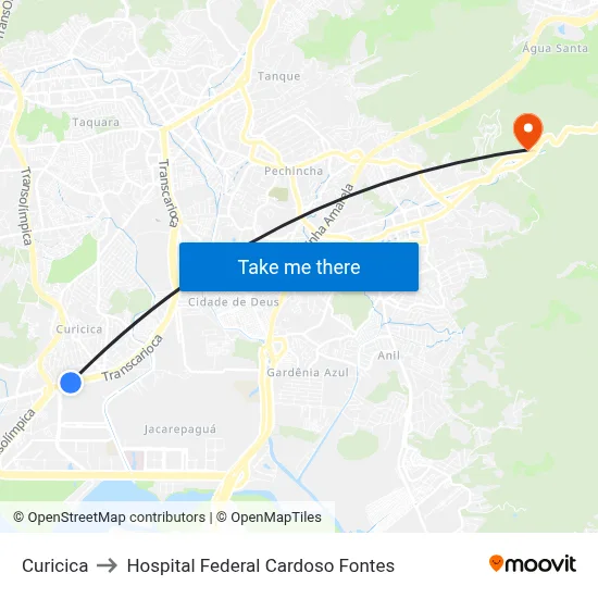 Curicica to Hospital Federal Cardoso Fontes map