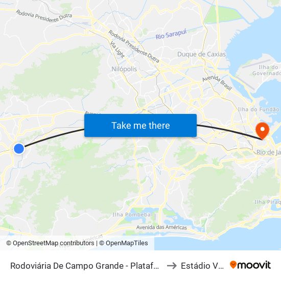Rodoviária De Campo Grande - Plataforma D (Campo Grande E Jabour - Executivo) to Estádio Vasco Da Gama map