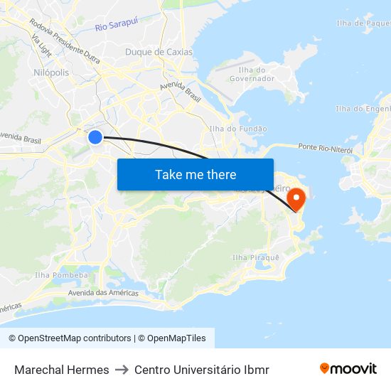 Marechal Hermes to Centro Universitário Ibmr map
