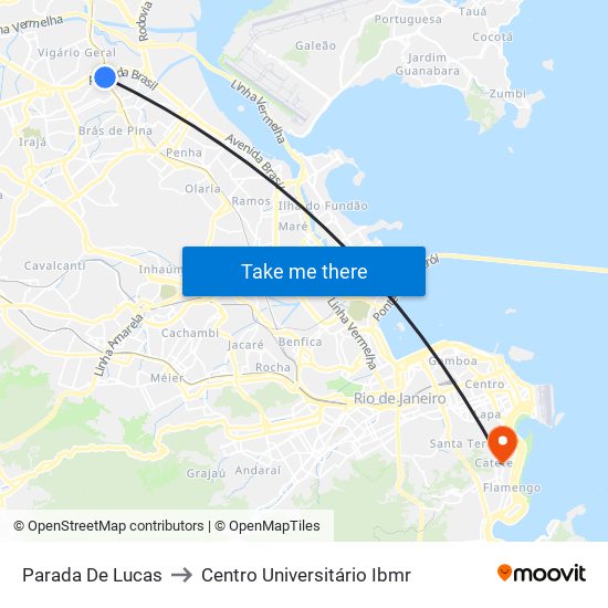Parada De Lucas to Centro Universitário Ibmr map