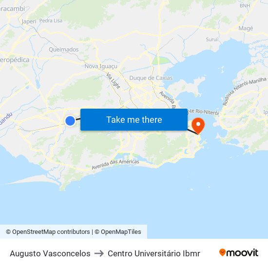 Augusto Vasconcelos to Centro Universitário Ibmr map