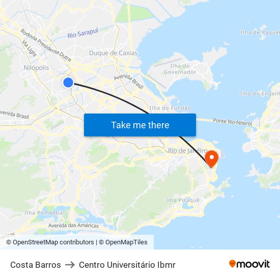 Costa Barros to Centro Universitário Ibmr map