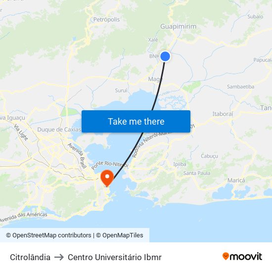 Citrolândia to Centro Universitário Ibmr map