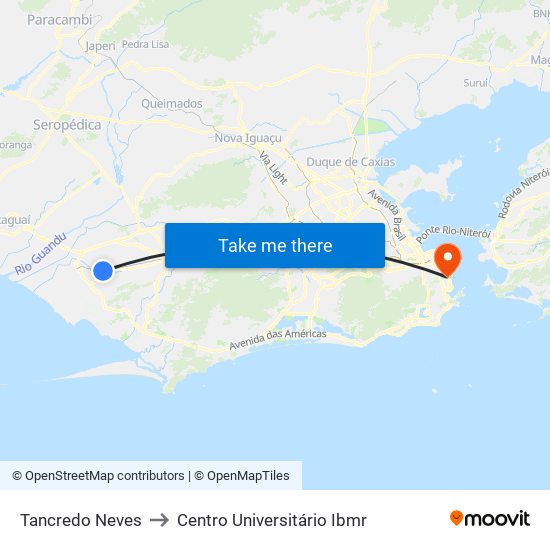 Tancredo Neves to Centro Universitário Ibmr map