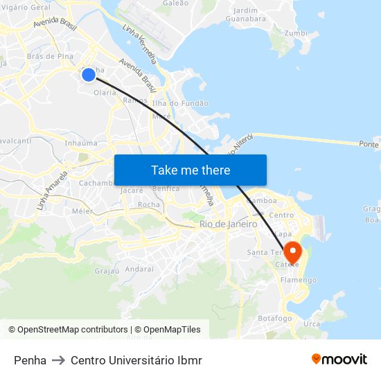 Penha to Centro Universitário Ibmr map