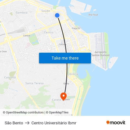 São Bento to Centro Universitário Ibmr map