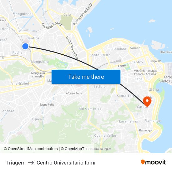 Triagem to Centro Universitário Ibmr map