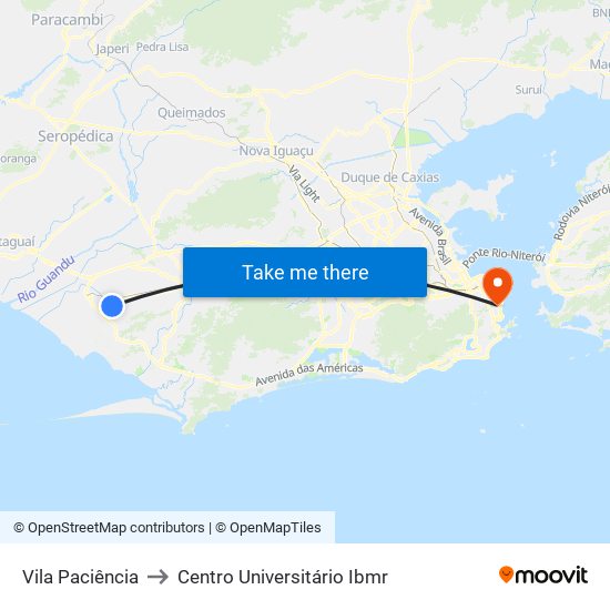 Vila Paciência to Centro Universitário Ibmr map