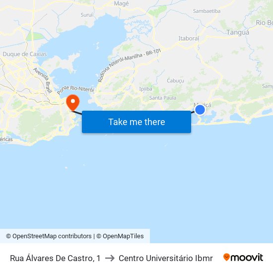 Rua Álvares De Castro, 1 to Centro Universitário Ibmr map