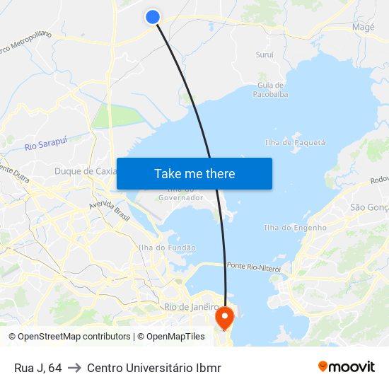 Rua J, 64 to Centro Universitário Ibmr map