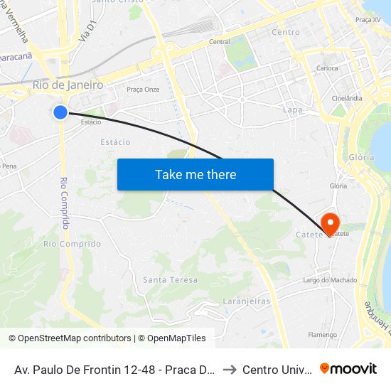 Av. Paulo De Frontin 12-48 - Praca Da Bandeira Rio De Janeiro - Rj Brasil to Centro Universitário Ibmr map