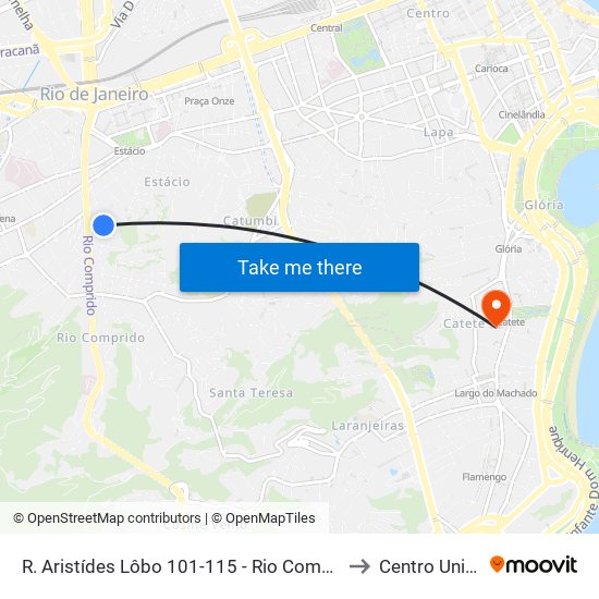 R. Aristídes Lôbo 101-115 - Rio Comprido Rio De Janeiro - Rj 20250-450 Brasil to Centro Universitário Ibmr map