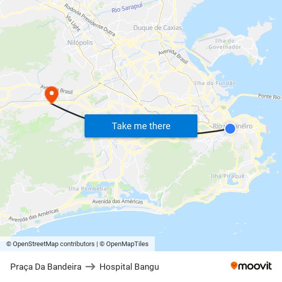 Praça Da Bandeira to Hospital Bangu map