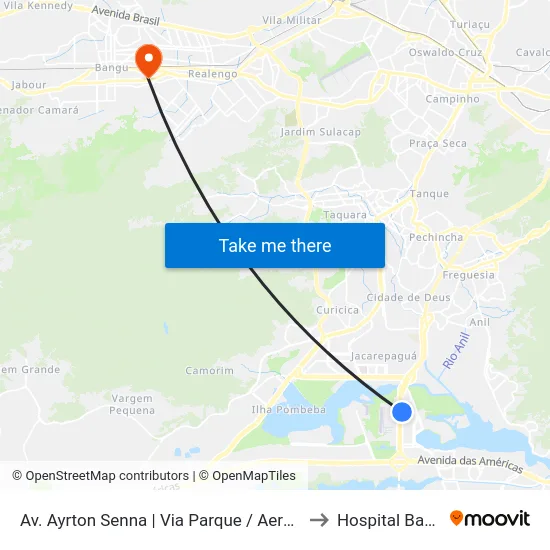 Av. Ayrton Senna | Via Parque / Aerotown to Hospital Bangu map