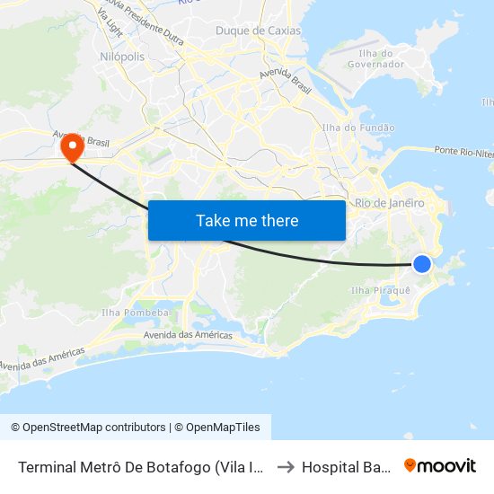 Terminal Metrô De Botafogo (Vila Isabel) to Hospital Bangu map