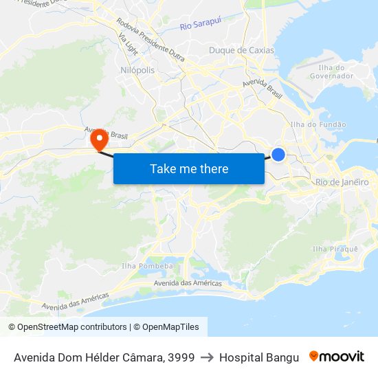 Avenida Dom Hélder Câmara, 3999 to Hospital Bangu map