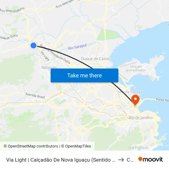 Via Light | Calçadão De Nova Iguaçu (Sentido Pavuna) to Caju map