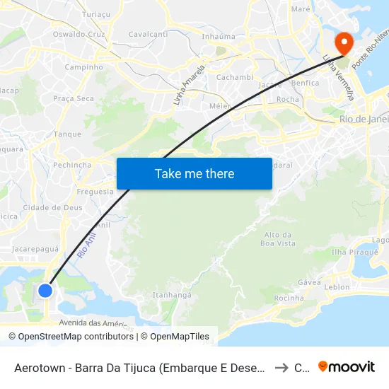 Aerotown - Barra Da Tijuca (Embarque E Desembarque - 1001) to Caju map