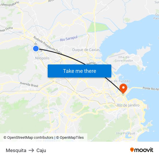 Mesquita to Caju map
