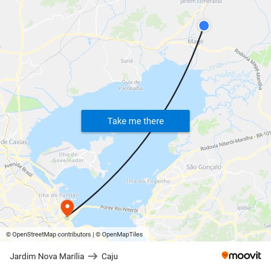 Jardim Nova Marília to Caju map