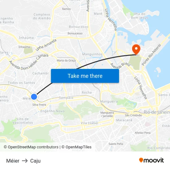 Méier to Caju map