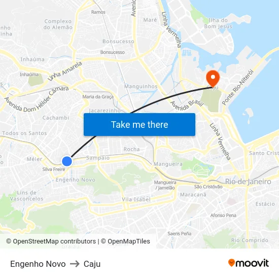 Engenho Novo to Caju map