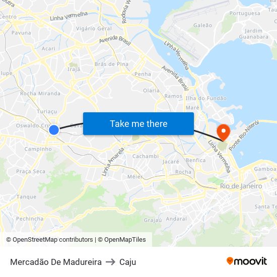 Mercadão De Madureira to Caju map