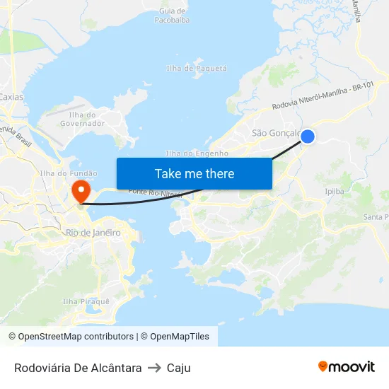 Rodoviária De Alcântara to Caju map