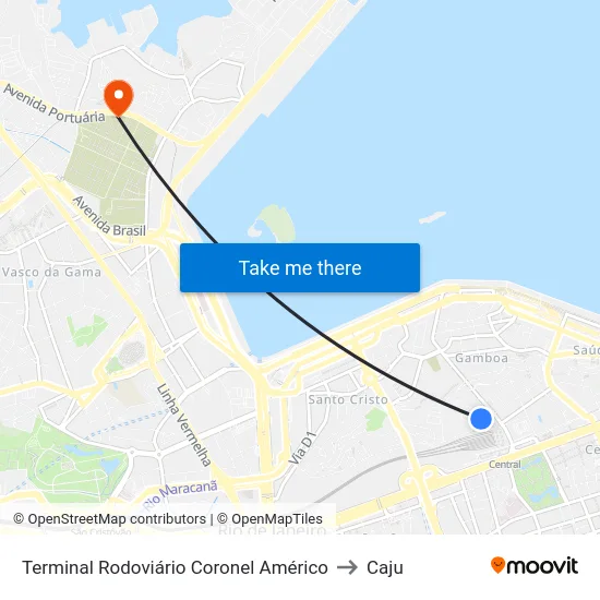 Terminal Rodoviário Coronel Américo to Caju map