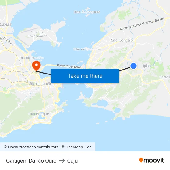 Garagem Da Rio Ouro to Caju map