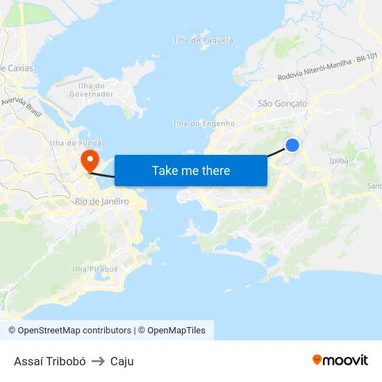 Assaí Tribobó to Caju map