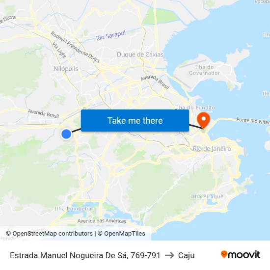 Estrada Manuel Nogueira De Sá, 769-791 to Caju map
