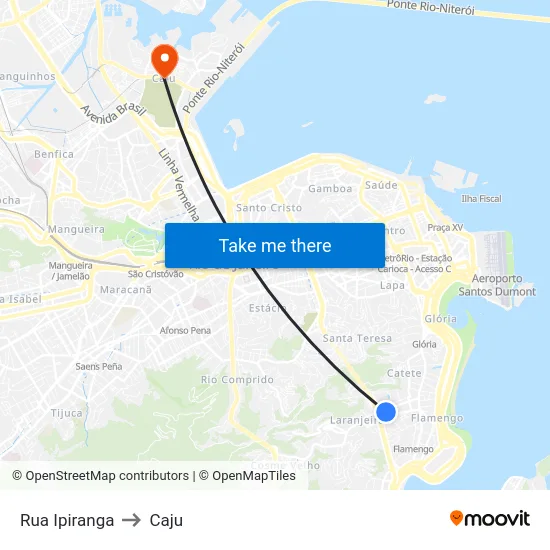 Rua Ipiranga to Caju map