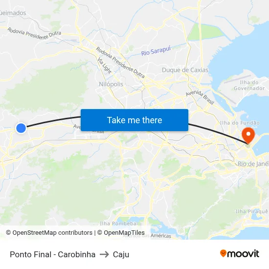 Ponto Final - Carobinha to Caju map