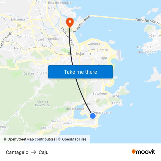 Cantagalo to Caju map