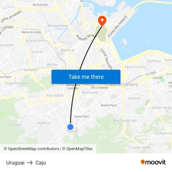 Uruguai to Caju map