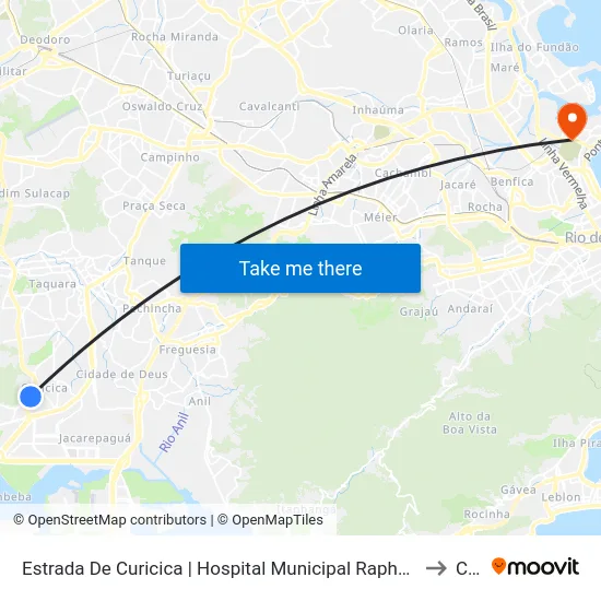 Estrada De Curicica | Hospital Municipal Raphael De Paula Souza to Caju map