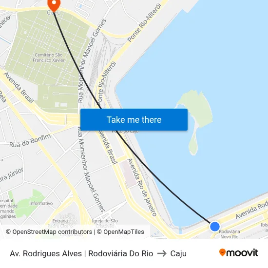 Av. Rodrigues Alves | Rodoviária Do Rio to Caju map