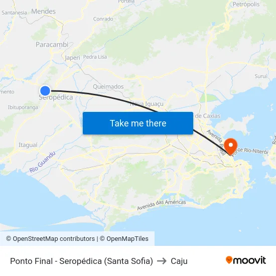 Ponto Final - Seropédica (Santa Sofia) to Caju map