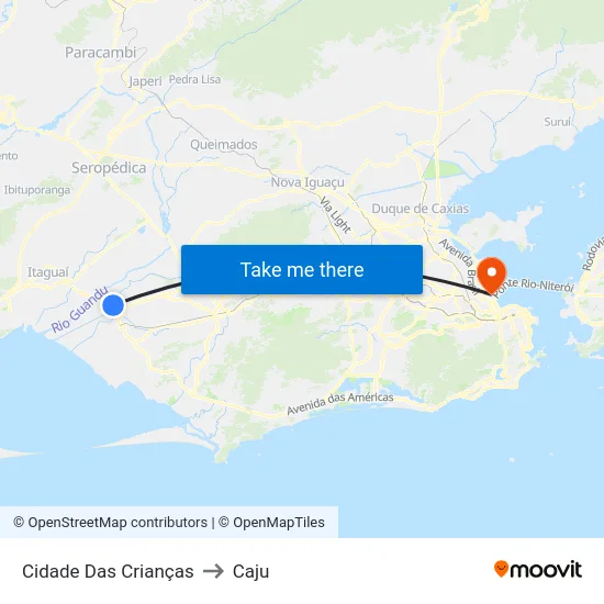 Cidade Das Crianças to Caju map