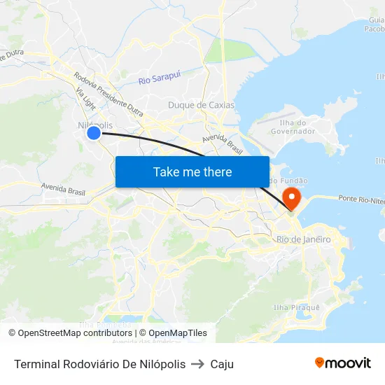 Terminal Rodoviário De Nilópolis to Caju map