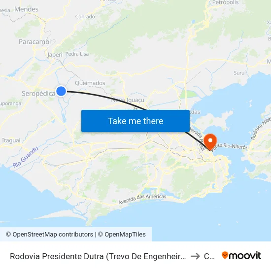 Rodovia Presidente Dutra (Trevo De Engenheiro Pedreira) to Caju map