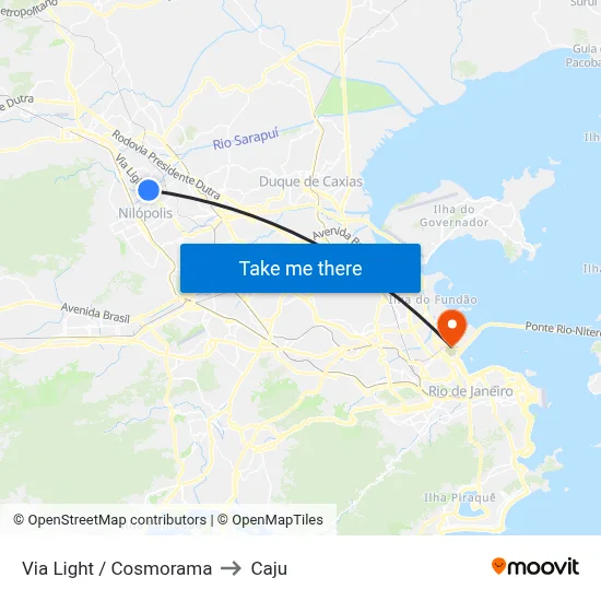 Via Light / Cosmorama to Caju map
