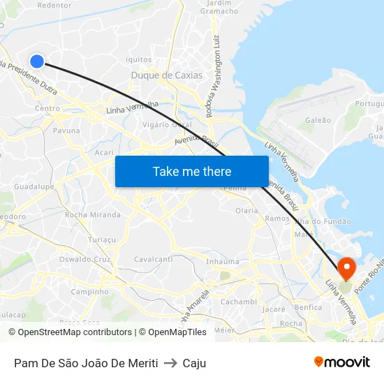 Pam De São João De Meriti to Caju map