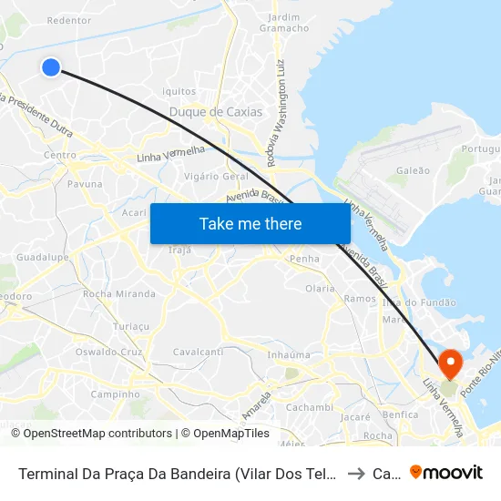 Terminal Da Praça Da Bandeira (Vilar Dos Teles) to Caju map