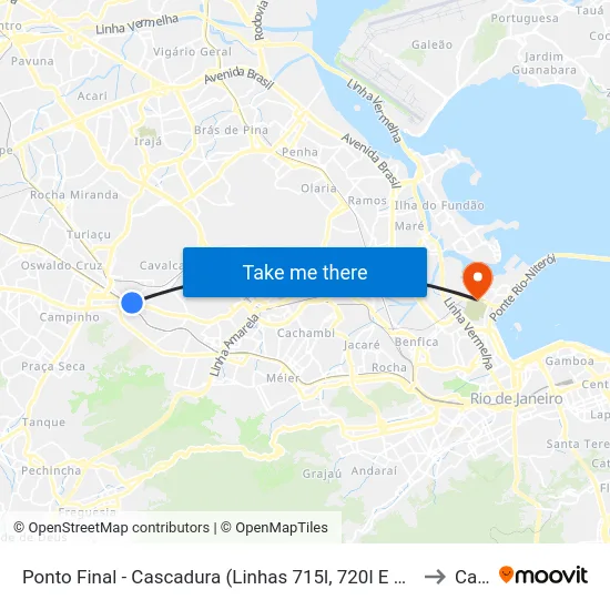 Ponto Final - Cascadura (Linhas 715l, 720l E 734l) to Caju map