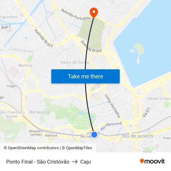 Ponto Final - São Cristóvão to Caju map