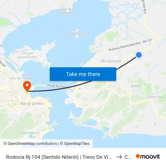 Rodovia Rj-104 (Sentido Niterói) | Trevo De Vista Alegre to Caju map